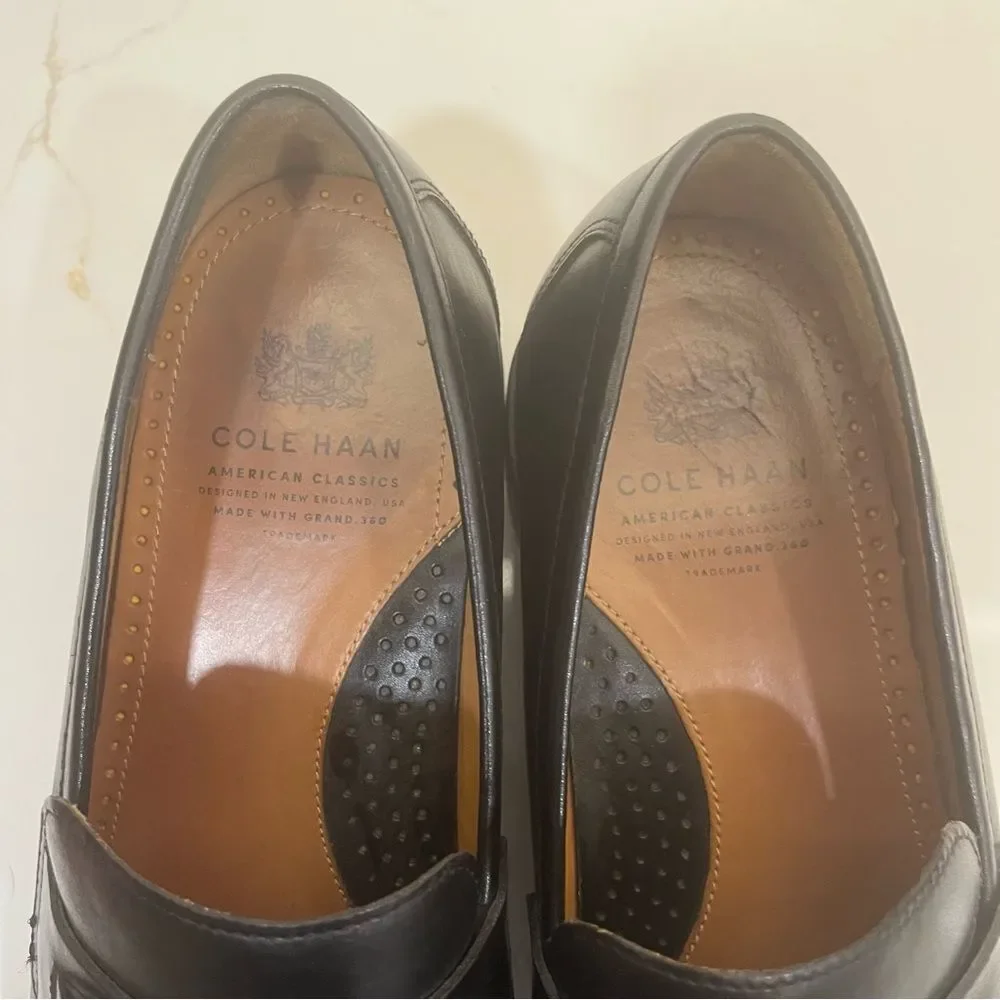 Cole Haan Black Leather Slip-On Loafers
